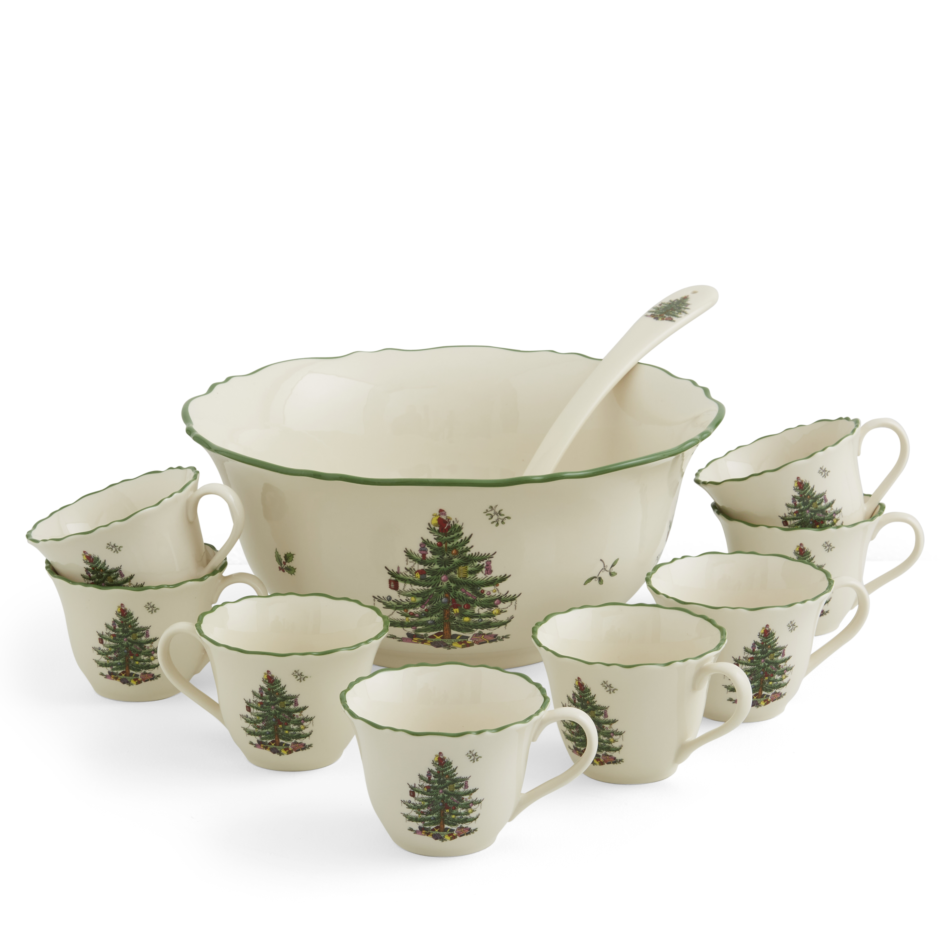 Christmas Tree 10 Piece Punch Bowl Set image number null